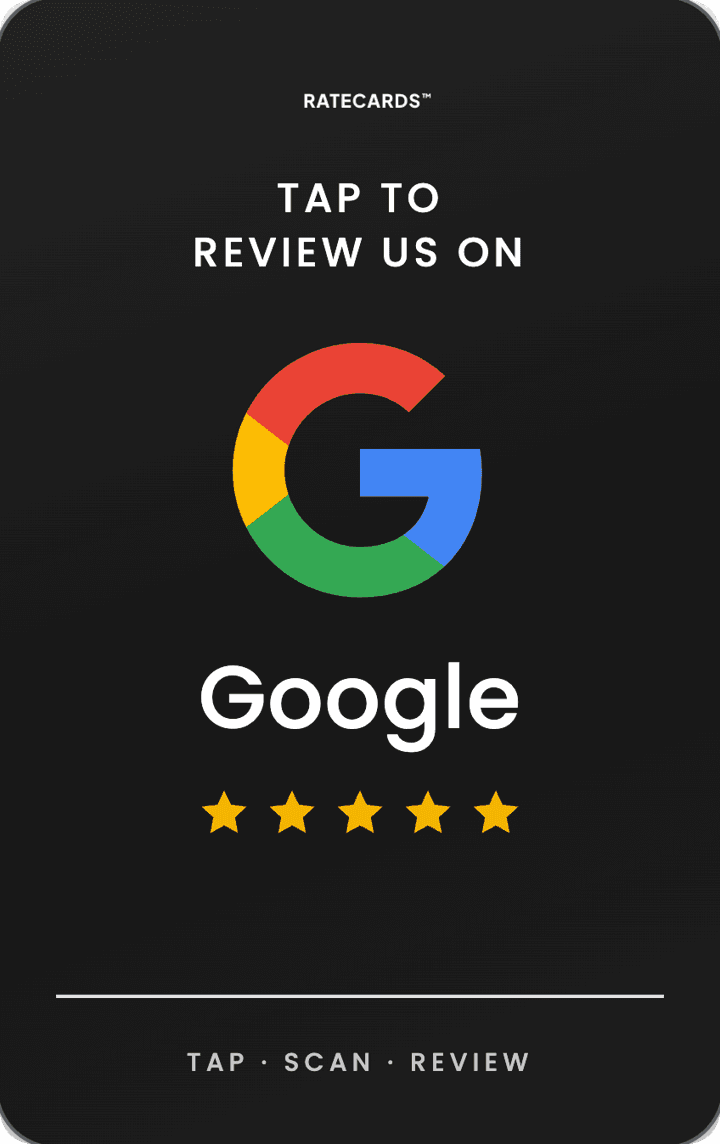 RATECARDS premium black Google review card