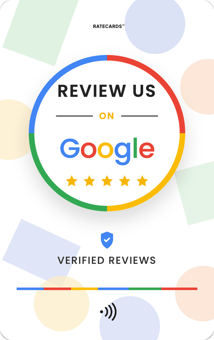 RATECARDS white Google review card